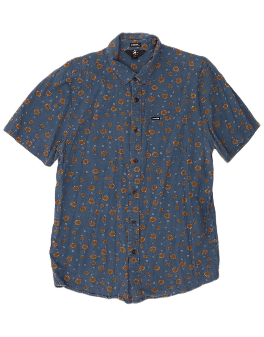 Volcom Herren-Kurzarmhemd mit moderner Passform, groß, aus blauer Baumwolle