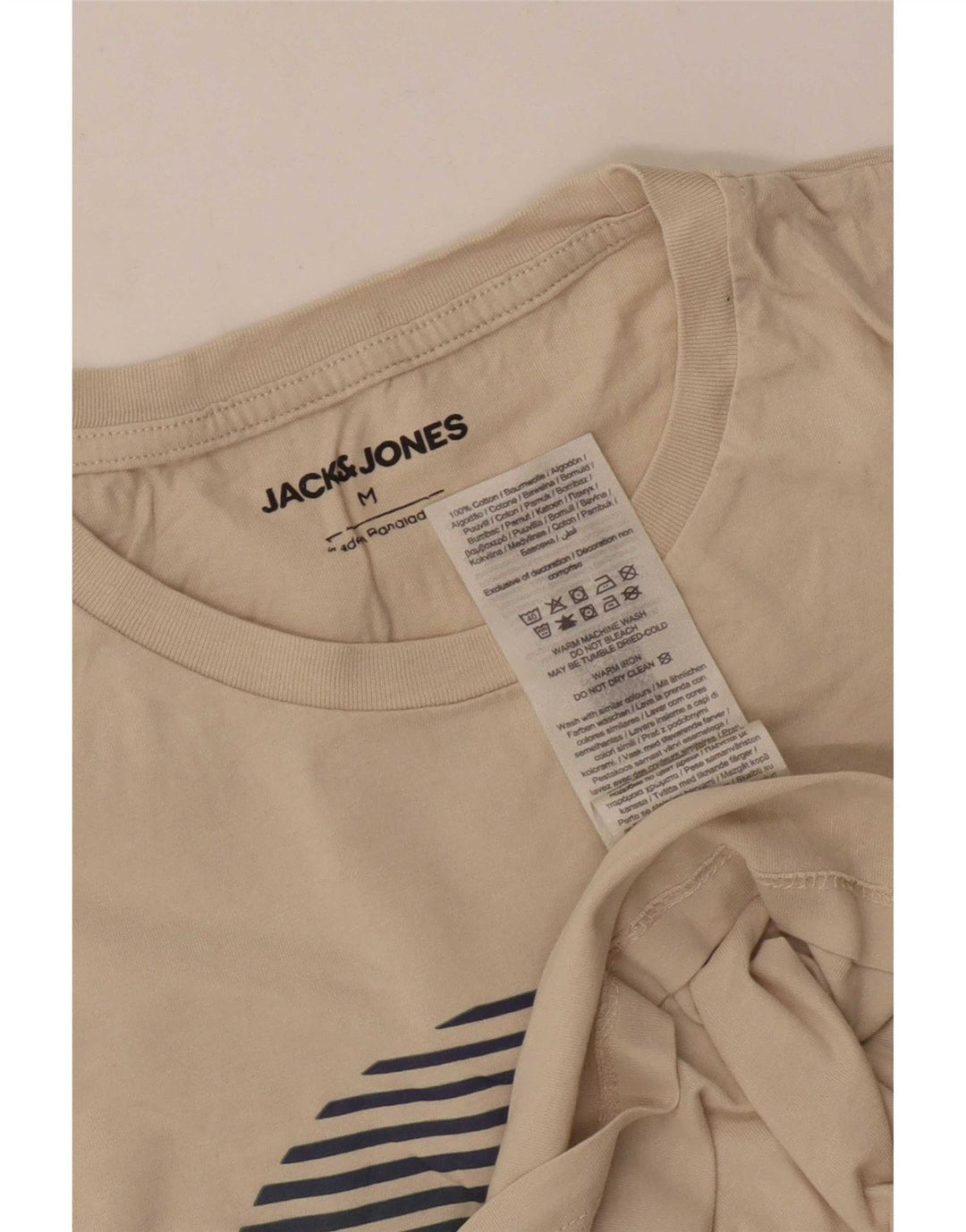 Jack & Jones Herren-T-Shirt mit Grafik, mittelgroß, cremefarbene Baumwolle