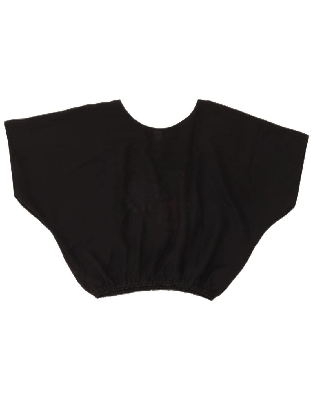 VINTAGE Damen Crop Batwing Bluse Top UK 18 XL Schwarz geblümtes Polyester