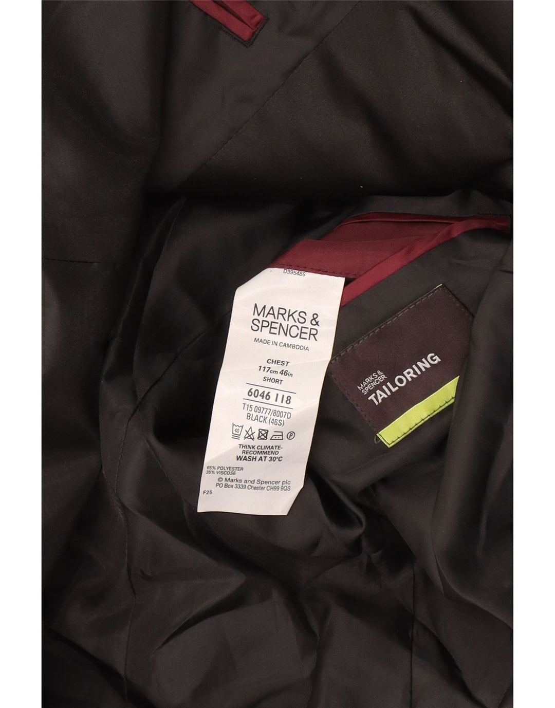 Marks & Spencer Herren-Blazer, kurz, 2 Knöpfe, Gr. 40, Schwarz