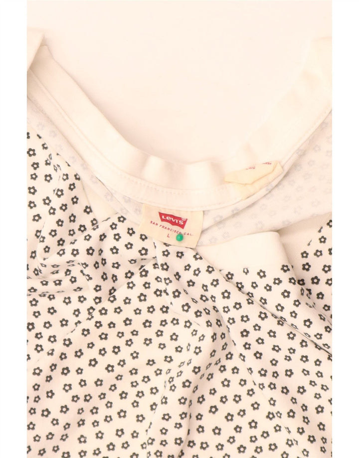 Levi's Damen T-Shirt Top UK 16 Large Weiß gepunktete Baumwolle