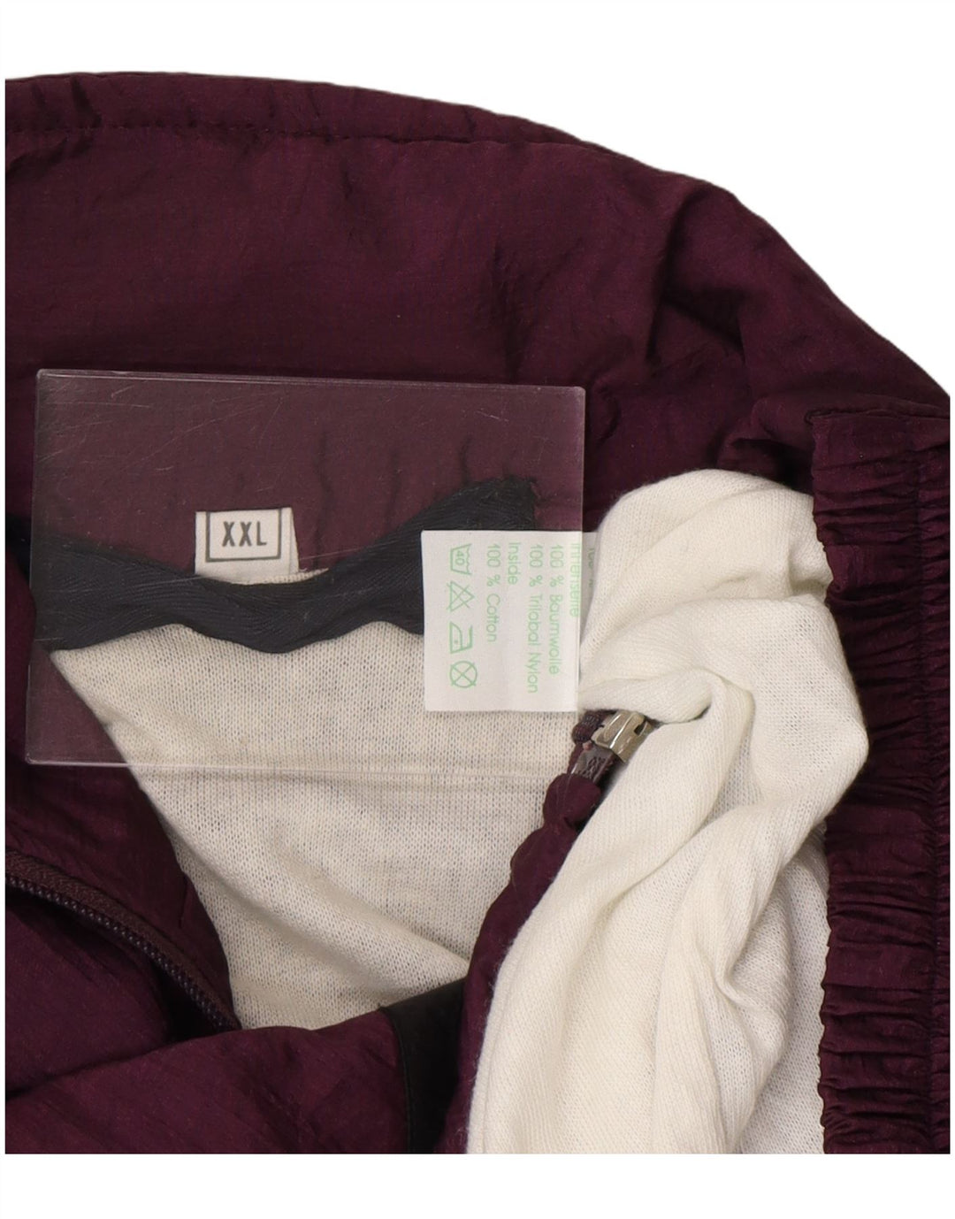 Vintage Herren Trainingsanzug Top Jacke 2XL Maroon Colourblock Nylon