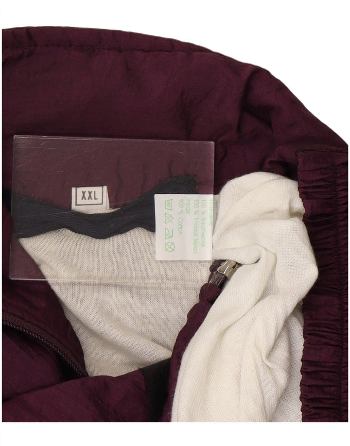 Vintage Herren Trainingsanzug Top Jacke 2XL Maroon Colourblock Nylon