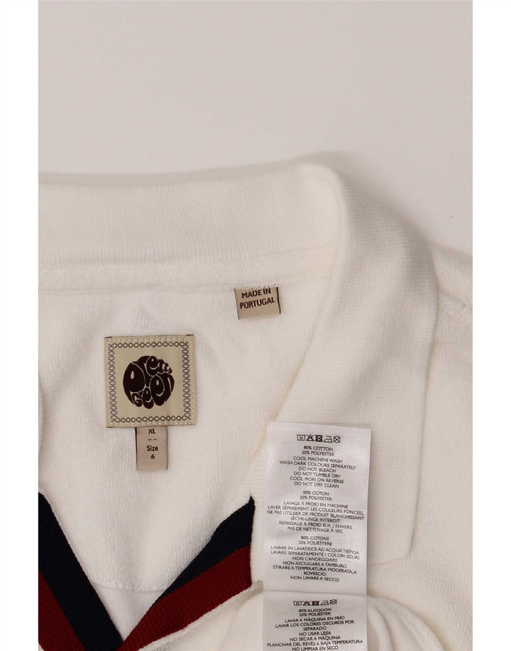 Pretty Green Herren-Poloshirt XL aus weißer Baumwolle