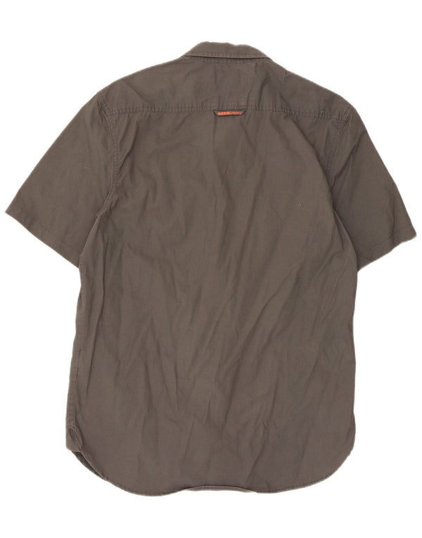 Superdry Herren-Kurzarm-Militärhemd aus grauer Baumwolle