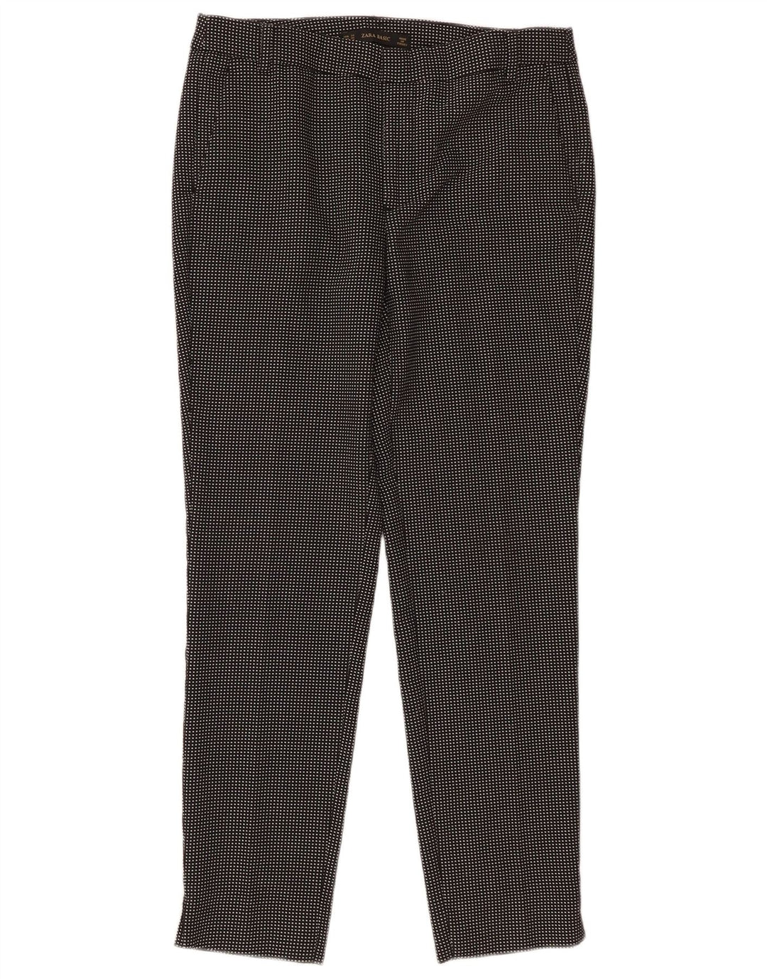 Zara Damen Basic Tapered Chino Hose EU 34 2XS W24 L27 Schwarz kariert