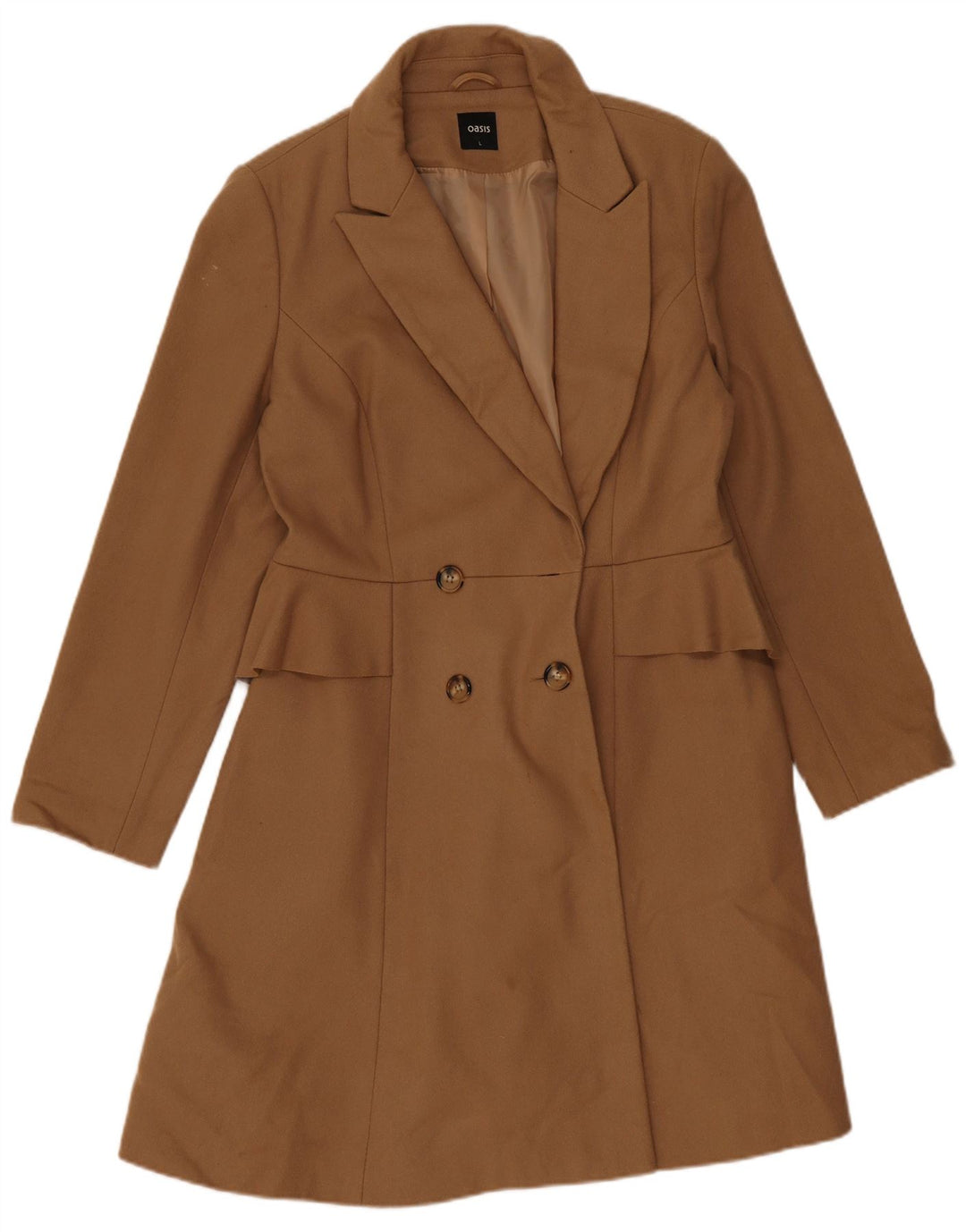 Oasis Zweireihiger Damenmantel UK 16 Large Beige Wolle