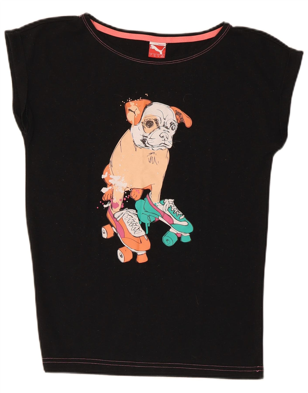 PUMA Mädchen Graphic T-Shirt Top 11-12 Jahre Schwarz