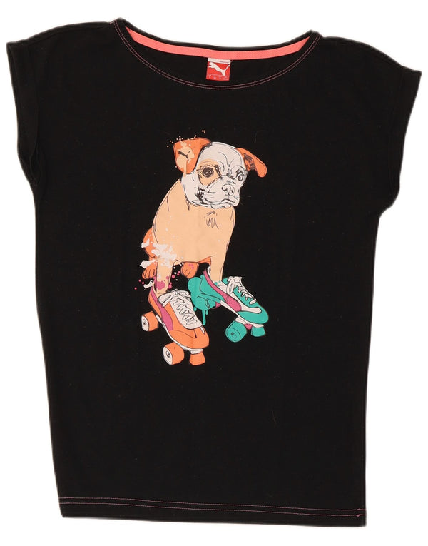PUMA Mädchen Graphic T-Shirt Top 11-12 Jahre Schwarz