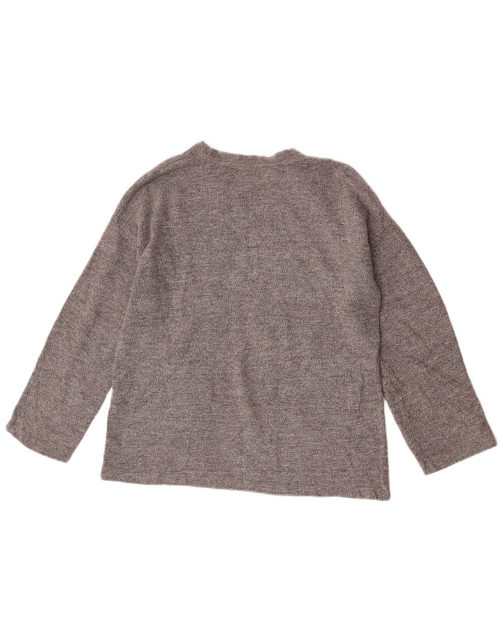Zara Damen-Oversize-Oberteil mit langen Ärmeln, UK 10, Größe S, grau geflecktes Polyester