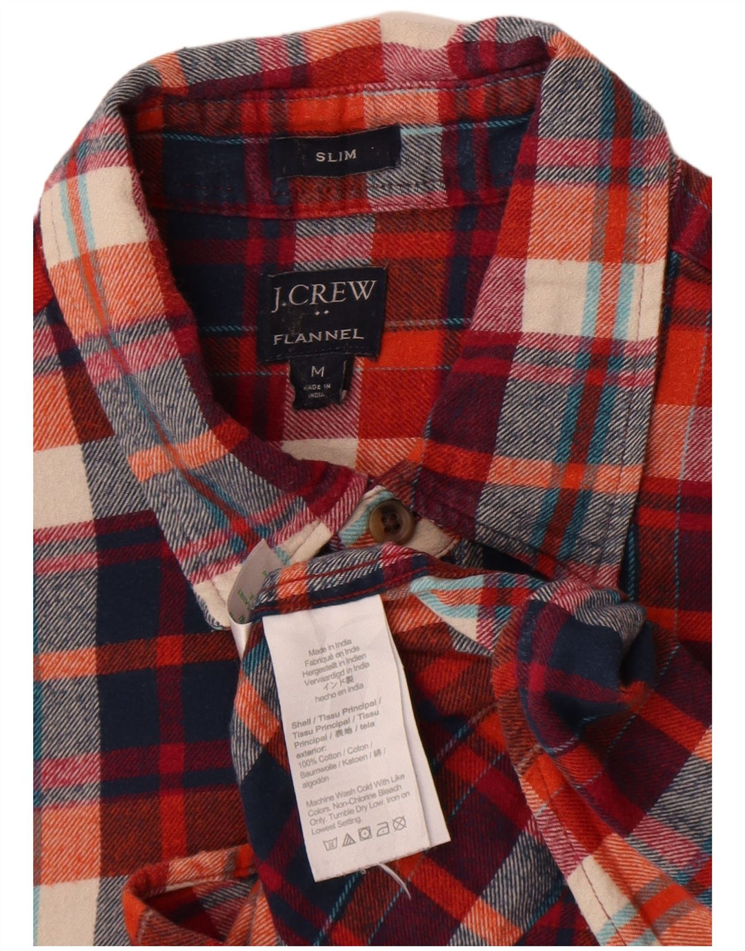J. Crew Slim Flanellhemd für Herren, mittelrot, kariert, Baumwolle