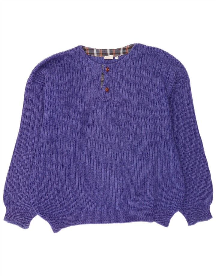 Piu Verona Herren-Pullover, übergroß, Rundhalsausschnitt, IT 50, Mittelviolett