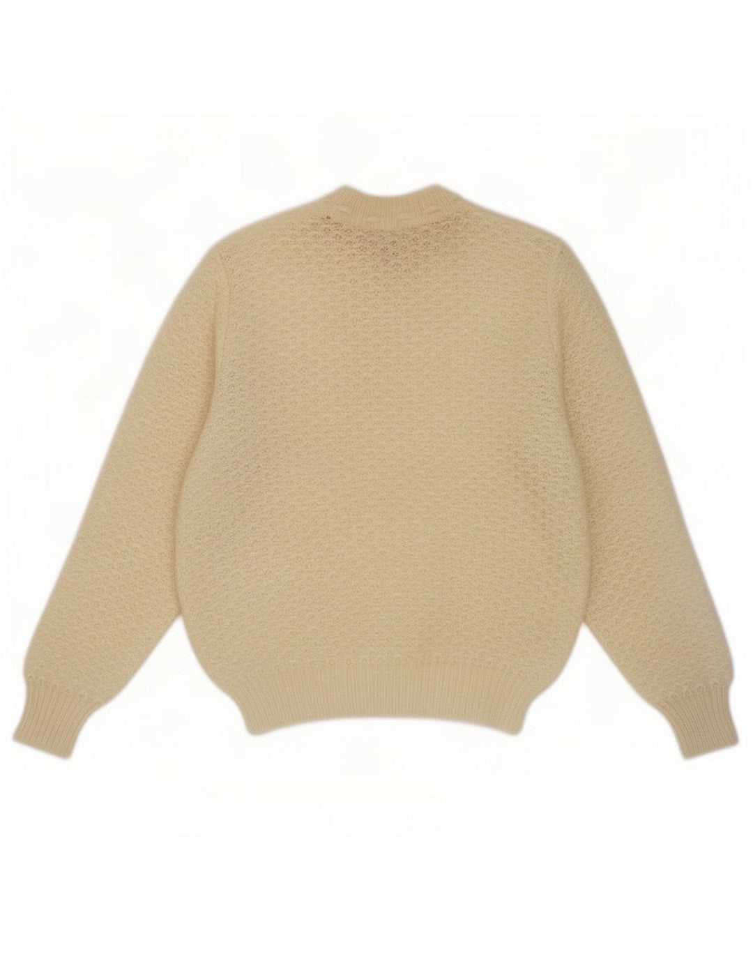 Vintage Damen Rundhalspullover Pullover UK 14 Medium Beige
