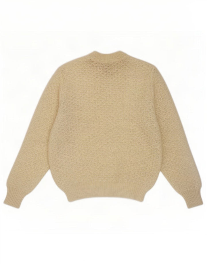 Vintage Damen Rundhalspullover Pullover UK 14 Medium Beige