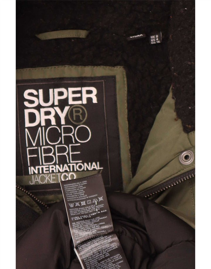 Superdry Damen-Parka mit Kapuze, UK 8, Größe S, Khaki, Polyester