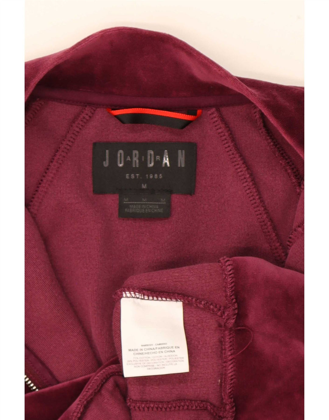 Jordan Herren-Trainingsanzug-Top-Jacke, mittlere Burgunder-Baumwolle