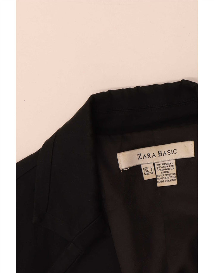 Zara Damen 2-Knopf-Blazerjacke UK 14 Große schwarze Baumwolle