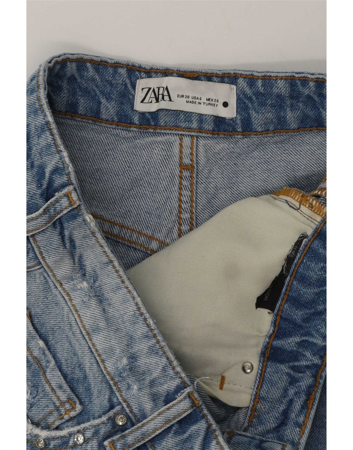 Zara Damen Jeansshorts EU 38 Small W28 Blau