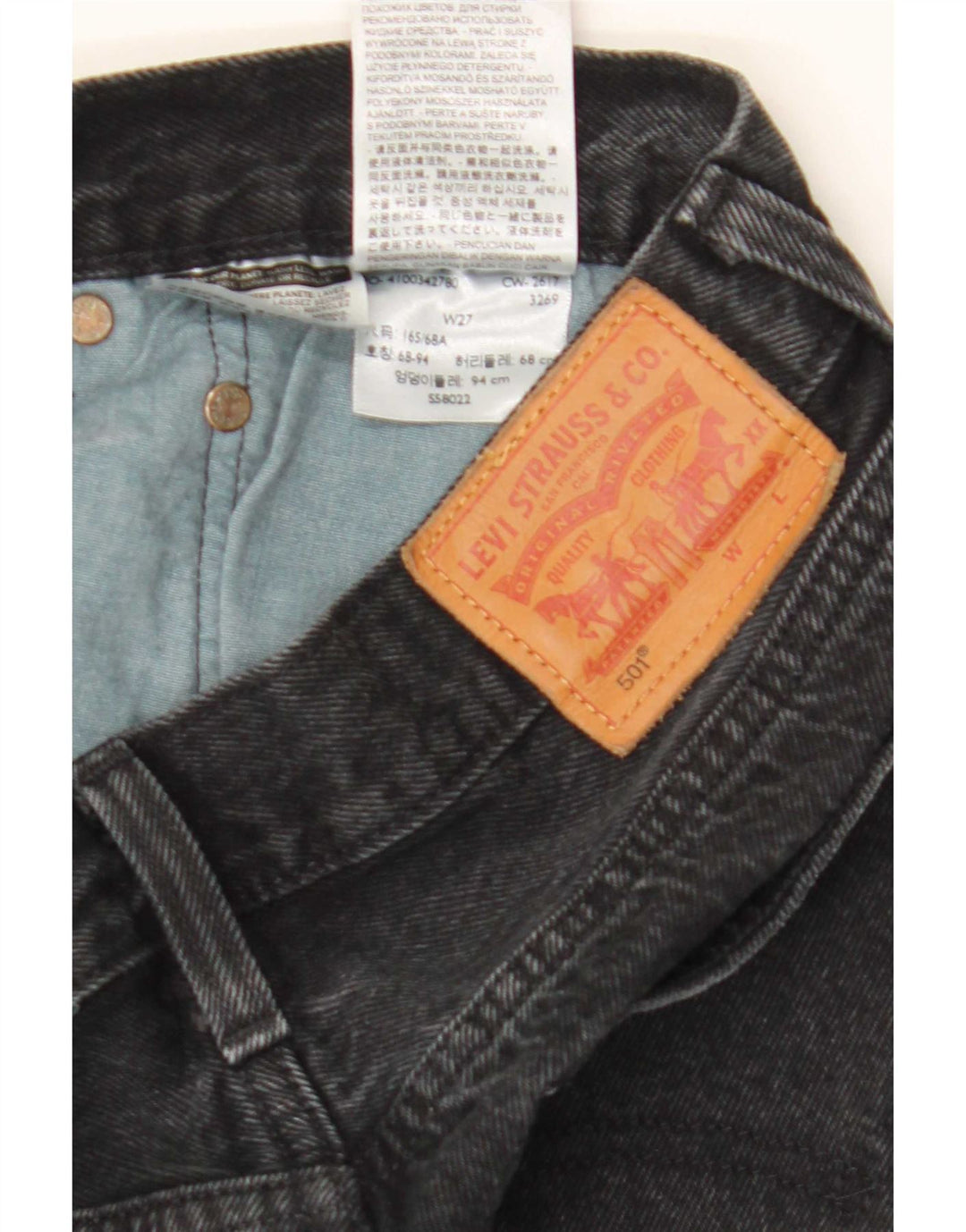 Levi's Damen 501 Denim Shorts W27 Small Schwarz Baumwolle