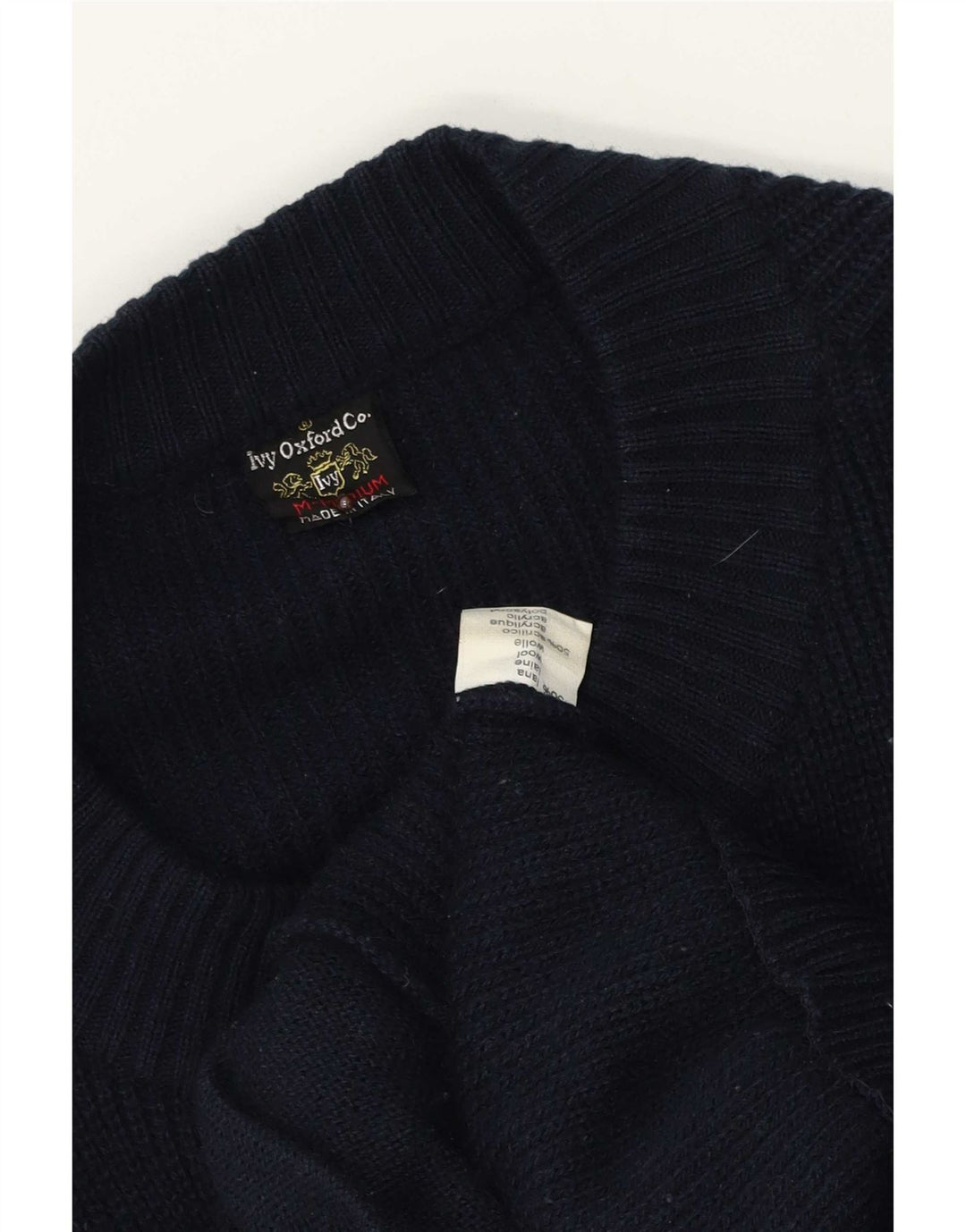 Ivy Oxford Herren-Strickjacke aus Wolle in mittlerem Marineblau