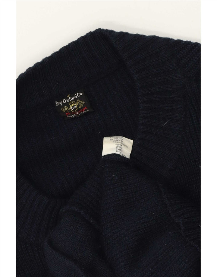 Ivy Oxford Herren-Strickjacke aus Wolle in mittlerem Marineblau