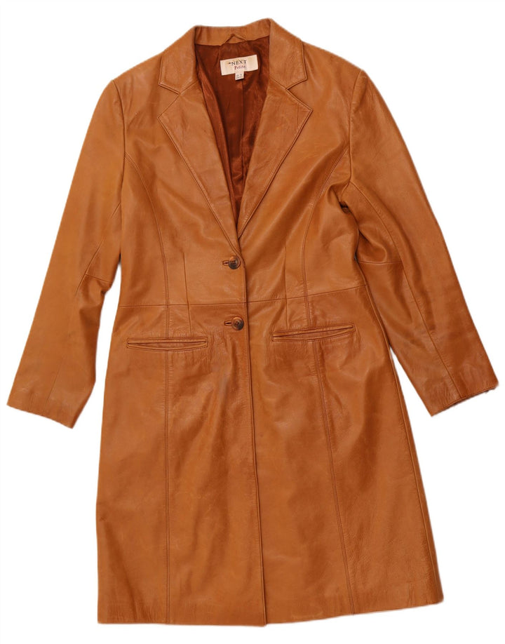 NEXT Womens Petite Ledermantel UK 12 Mittelbraunes Leder