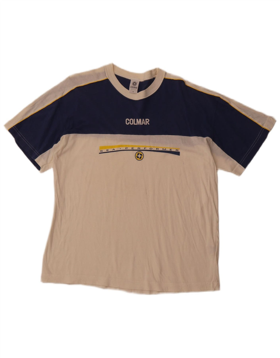 COLMAR Herren Grafik-T-Shirt-Oberteil, Mittelweiß, Colourblock-Baumwolle, Sport