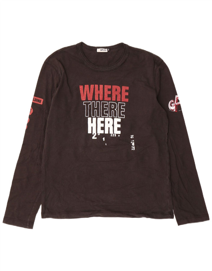 Gas Herren Graphic Top Langarm 2XL Schwarz Baumwolle
