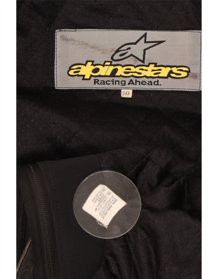 Alpinestars Herren-Racerjacke aus grafischem Leder, EU 50, mittelschwarzes Leder