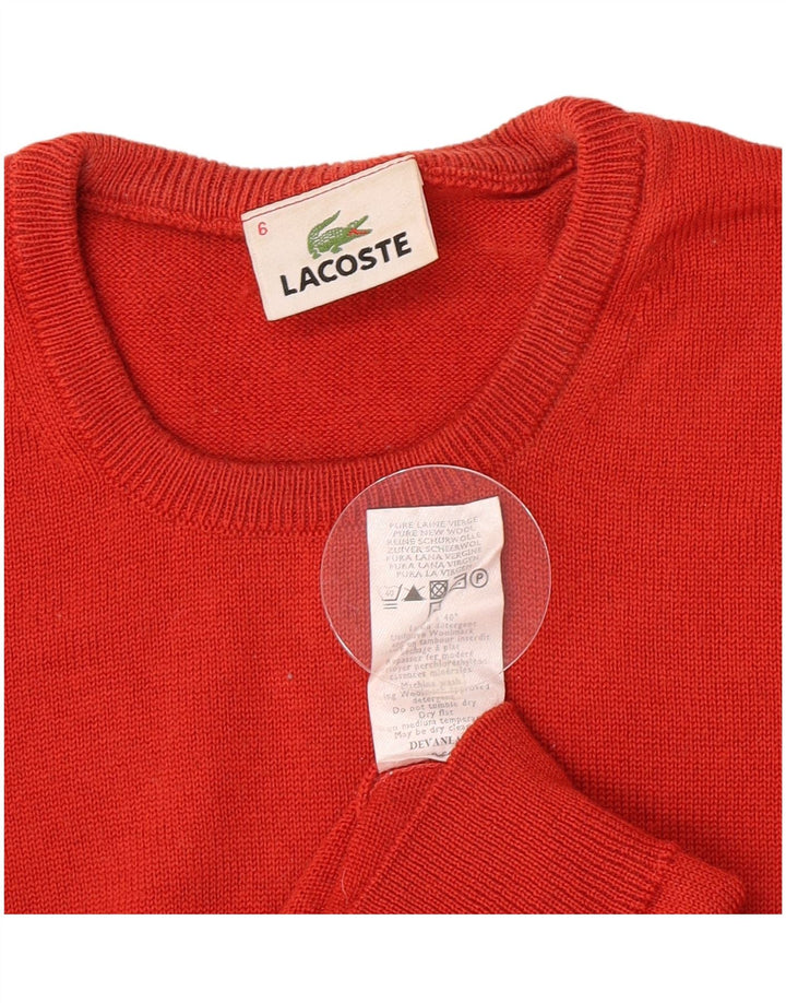 Lacoste Herren-Pullover mit Rundhalsausschnitt, Größe 6 XL, rote Schurwolle