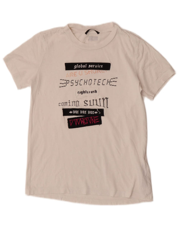 Diesel Womens Graphic T-Shirt Top UK 6 XS Weiße Baumwolle