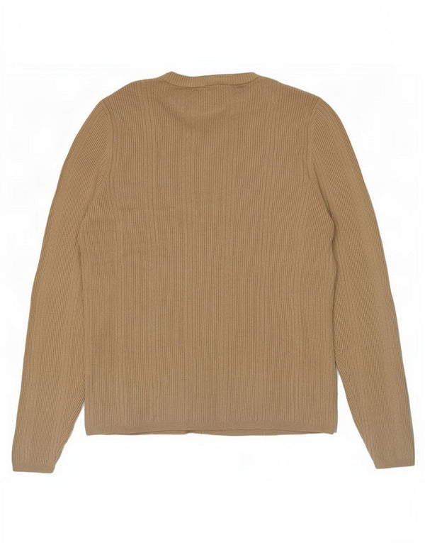 Marks & Spencer Womens Crew Neck Jumper Sweater UK 18 XL Khaki Viscose