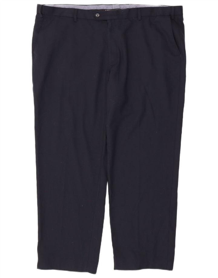 Marks & Spencer Herren-Anzughose in normaler Passform, W46 L31, Marineblau, Polyester