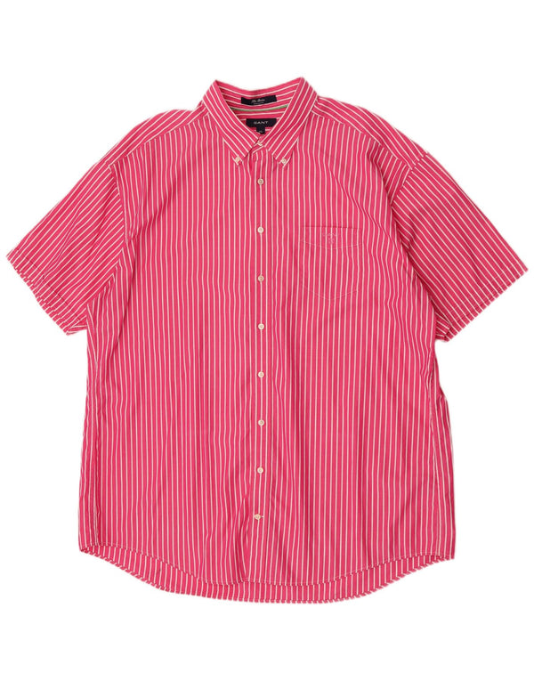 Gant Herren The Breton Kurzarm-Hemd mit regulärer Passform, 3XL, rosa Nadelstreifen