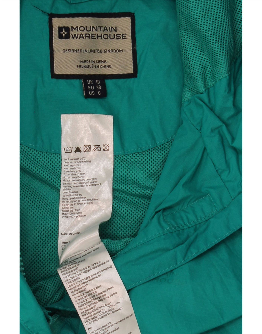 MOUNTAIN WAREHOUSE Damen Regenjacke mit Kapuze UK 10 Small Türkis