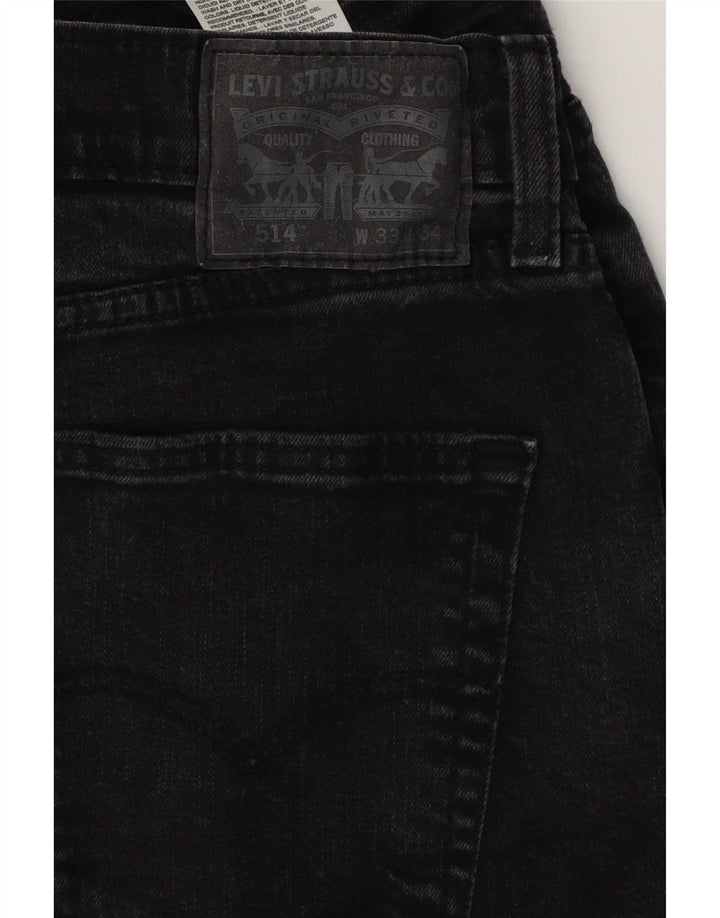 Levi's Herren 514 Straight Jeans W33 L34 Schwarze Baumwolle