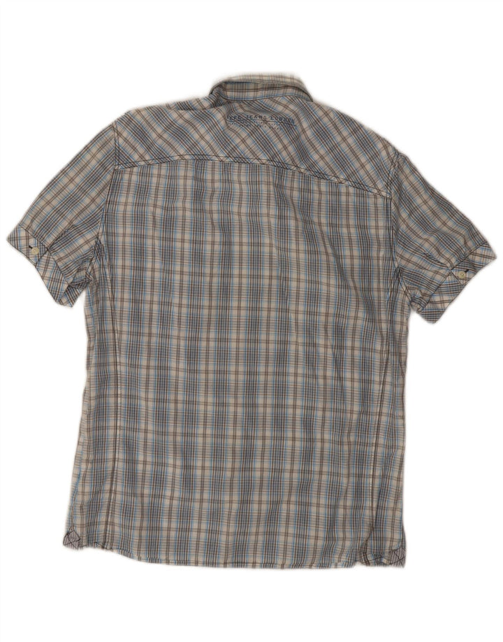 PEPE Jeans Herren Slim Fit Kurzarmhemd Mittelblau karierte Baumwolle