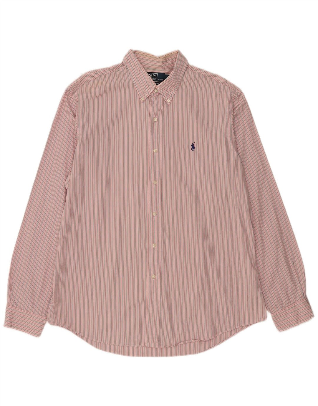 Polo Ralph Lauren Herren-Hemd mit individueller Passform, XL, rosa gestreift, Baumwolle, klassisch