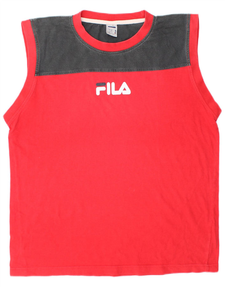 FILA Herren-Trägershirt, XL, Rot, Colourblock-Baumwolle, Sport
