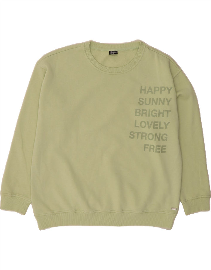 BUFFALO Womens Oversized Graphic Sweatshirt Jumper UK 18/20 XL Green Vintage Buffalo and Second-Hand Buffalo from Messina Hembry 