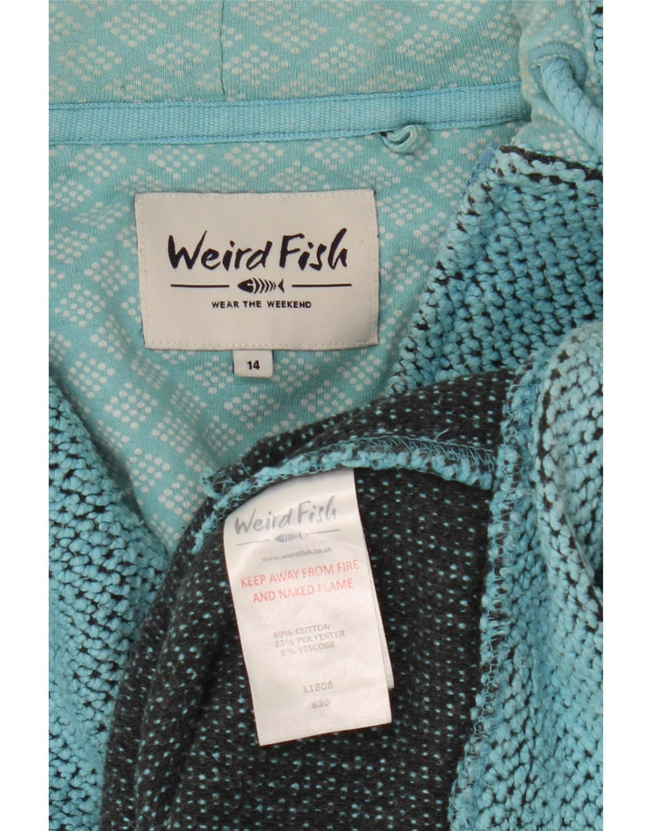 Weird Fish Damen-Kapuzenpullover mit Reißverschluss, UK 14, Größe L, Türkis, Baumwolle