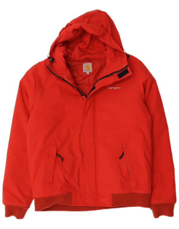 Carhartt Mens Hooded Padded Jacket UK 40 Large Red Nylon