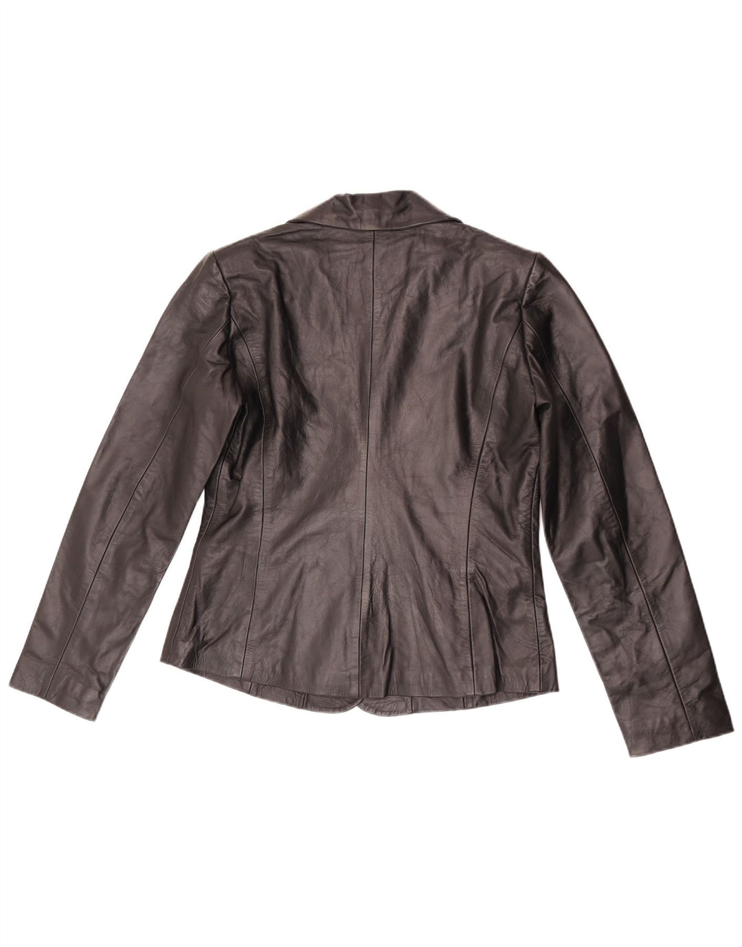 Vintage Damen 2 Knopf Leder Blazer Jacke UK 10 Small Schwarz