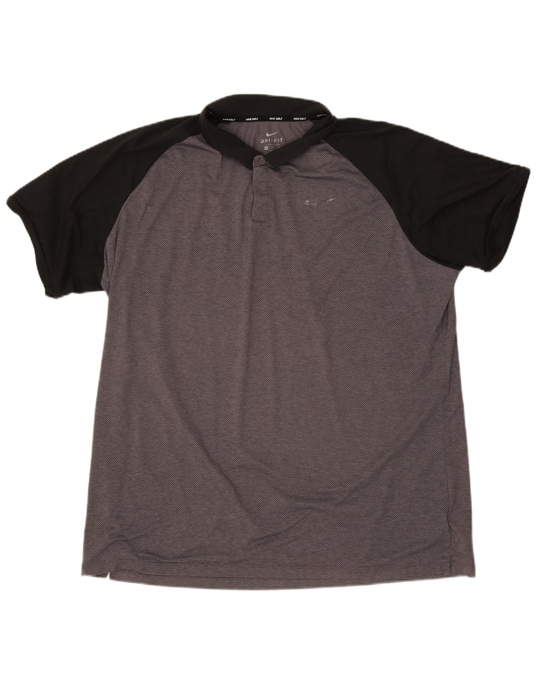 Nike Herren Dri Fit Poloshirt 2XL Graues Colourblock-Polyester