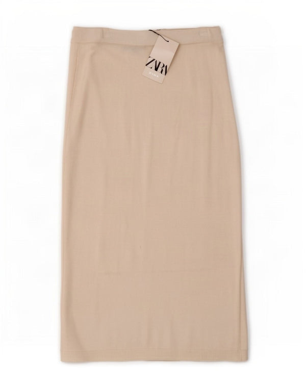 Zara Damen Strick-Midirock Medium W28 Weiße Viskose