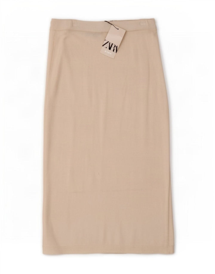 Zara Damen Strick-Midirock Medium W28 Weiße Viskose