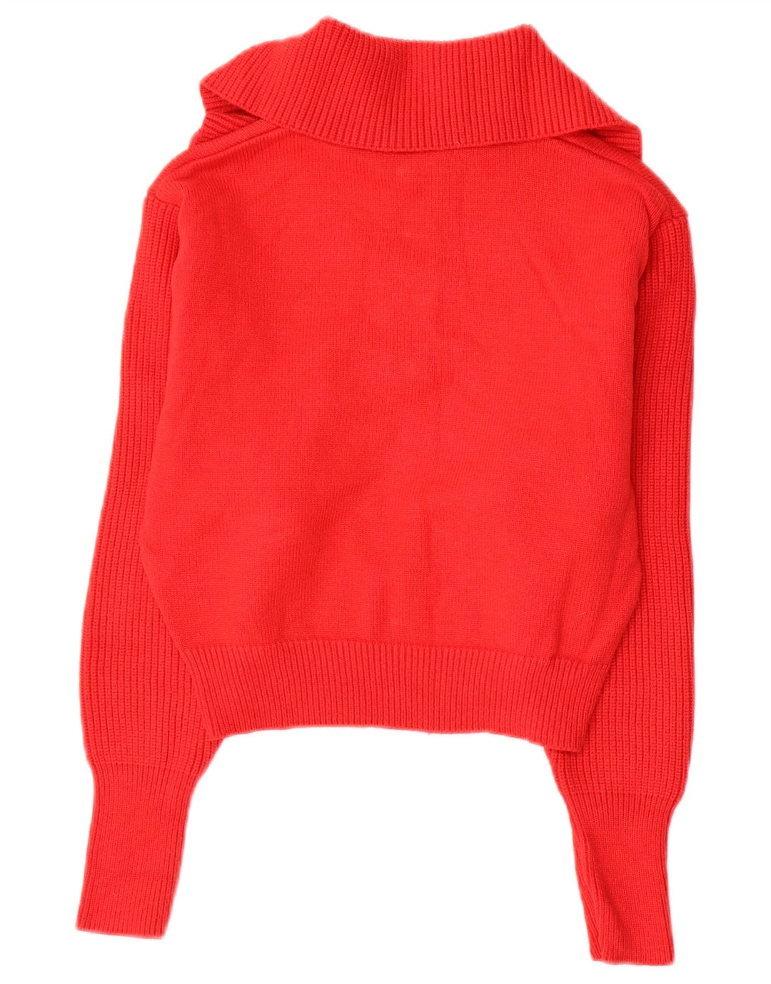 ZARA Damen Crop Zip Neck Pullover Pullover UK 14 Mittelrote Viskose