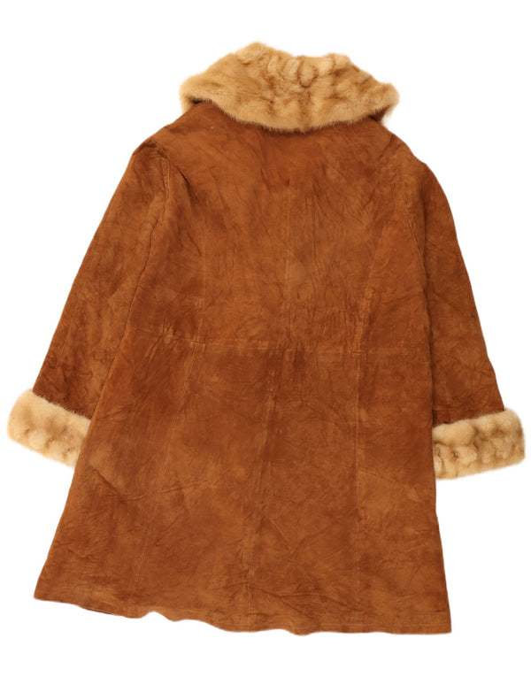 Lavorazione Artigiana Damen Wildledermantel UK 16 Großes braunes Leder