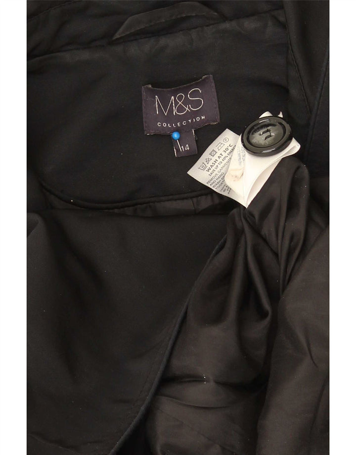 Marks & Spencer Damen Trenchcoat UK 14 Large Schwarz Polyester