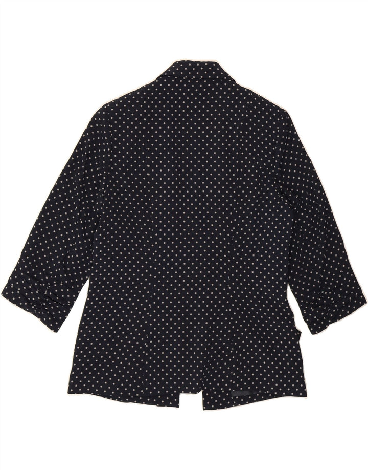 MARKS & SPENCER Womens Open Blazer Jacket UK 12 Medium Navy Blue Spotted Vintage Marks & Spencer and Second-Hand Marks & Spencer from Messina Hembry 